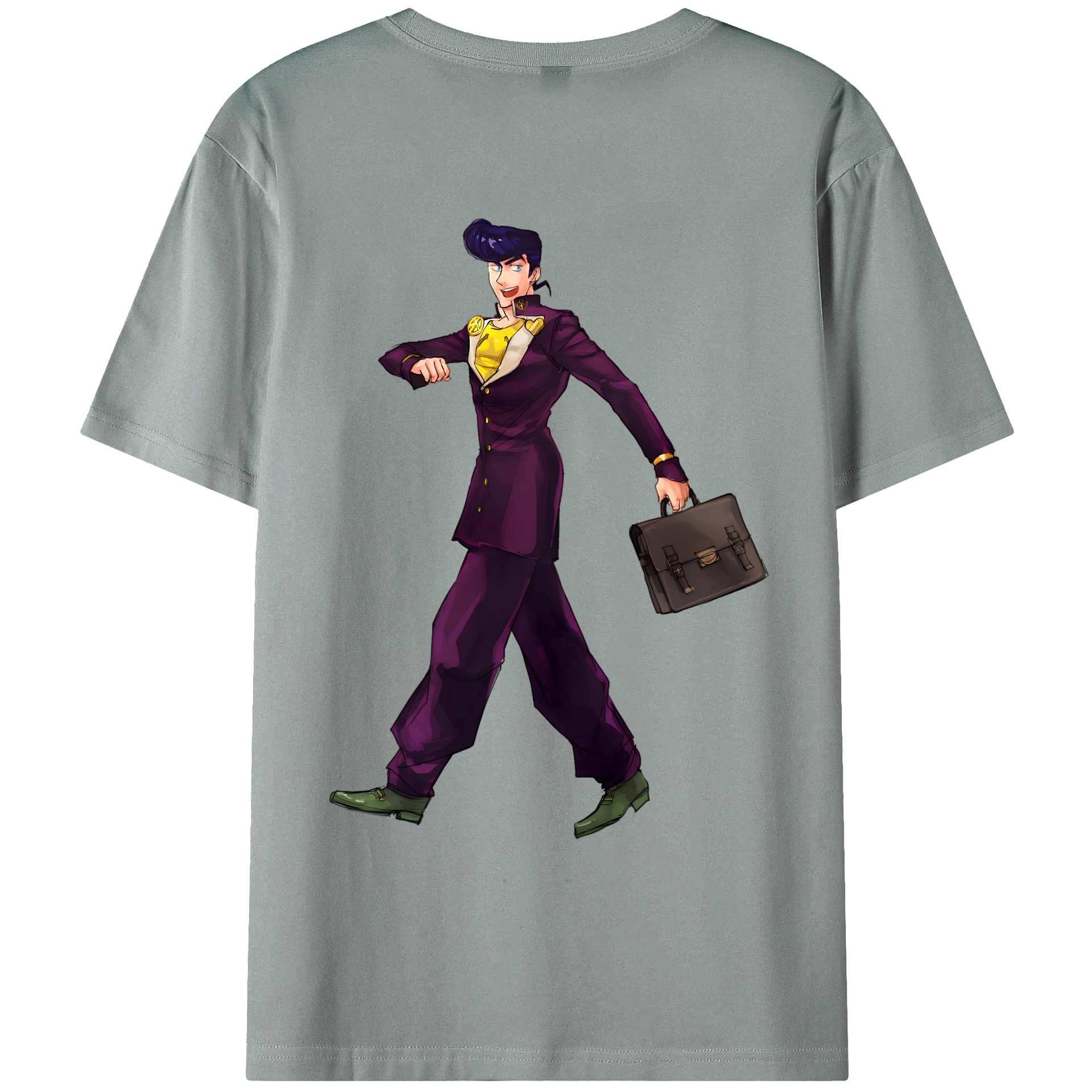 （画像用） ジョジョの奇妙な冒険 ひがしかた じょうすけ JoJo's Bizarre Adventure Higashikata Josuke 綿100％ メンズ半袖Tシャツ（バックプリント） 通気性